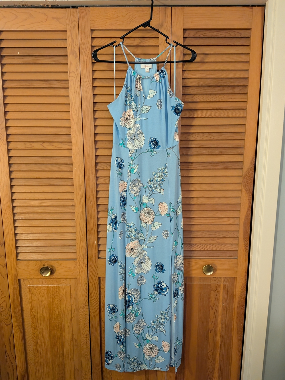 Candie's Light Blue Floral Halter Maxi Dress